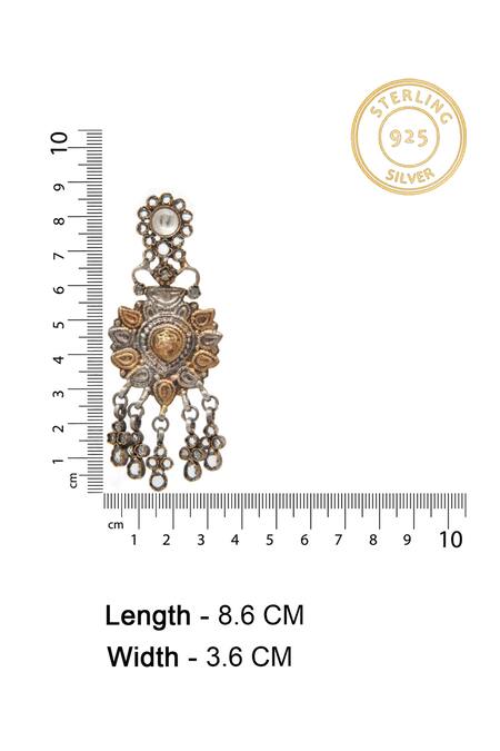 Buy_Neeta Boochra_Gold Plated Crystals, Gota Patti Hastakriti Swarna Varne Floral Carved Earrings _Online_at_Aza_Fashions