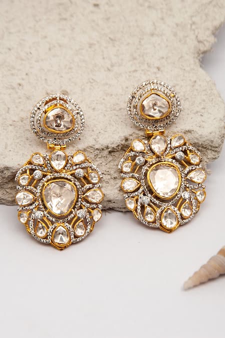 Neeta Boochra Swarna Utsav Moissanite Polki Embellished Earrings 