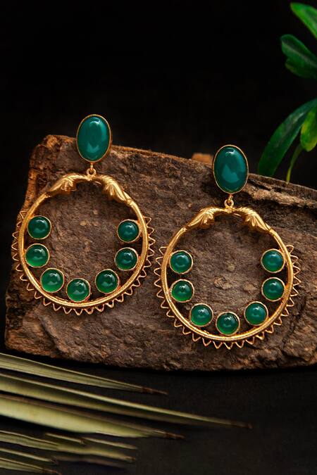 Neeta Boochra Essence Onyx Stone Embellished Danglers 