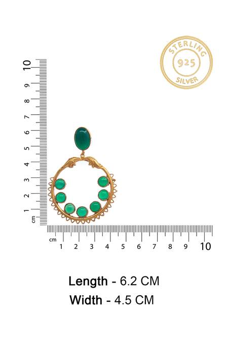 Shop_Neeta Boochra_Green Stones Essence Onyx Embellished Danglers _Online_at_Aza_Fashions