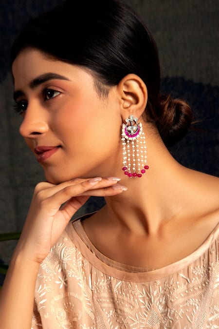 Neeta Boochra Pink Kundan Sone Ki Gulaabi Embellished Chandbalis 