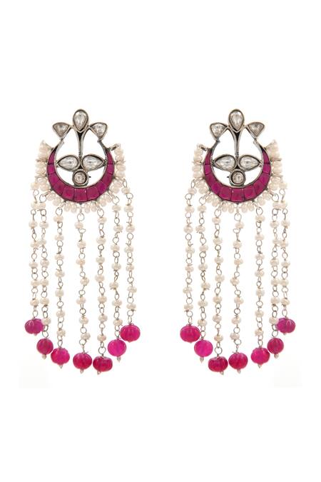 Neeta Boochra Pink Pearls, Diamonds Sone Ki Gulaabi Kundan Embellished Chandbalis Online at Aza Fashions Neeta Boochra_Pink Pearls, Diamonds Sone Ki Gulaabi Kundan Embellished Chandbalis_Online_at_Aza_Fashions