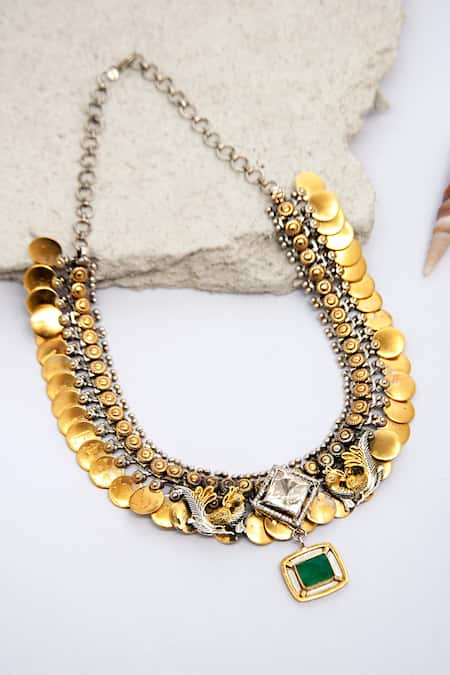 Neeta Boochra Verdant Harmony Gemstone Embellished Pendant Choker 