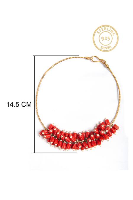 Shop_Neeta Boochra_Red Bead Embellished Hasli Necklace _Online_at_Aza_Fashions