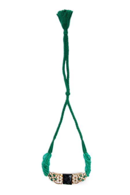 Neeta Boochra_Multi Color Midnight Sparkle Stone Carved Pendant Choker_at_Aza_Fashions