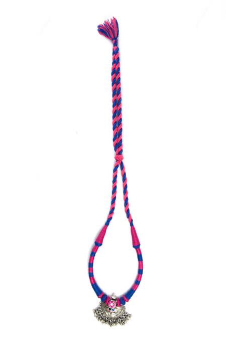 Neeta Boochra Multi Color Tribal Geometric Carved Pendant Necklace at Aza Fashions Neeta Boochra_Multi Color Tribal Geometric Carved Pendant Necklace _at_Aza_Fashions