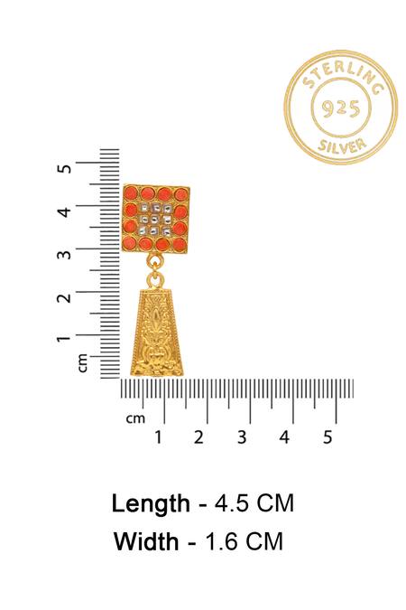 Buy_Neeta Boochra_Orange Kundan Embellished Earrings _Online_at_Aza_Fashions