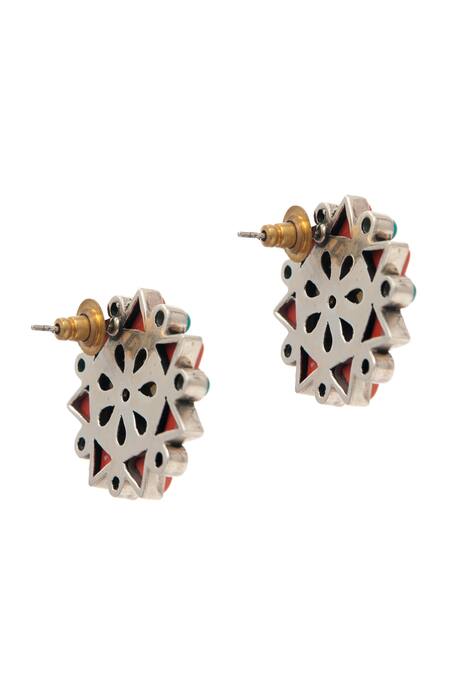 Shop Neeta Boochra Orange Pearls, Stones Royal Oasis Embellished Studs Online at Aza Fashions Shop_Neeta Boochra_Orange Pearls, Stones Royal Oasis Embellished Studs_Online_at_Aza_Fashions