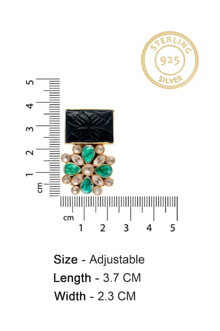 Buy_Neeta Boochra_Green Stones, Mirrors Midnight Sparkle Moissanite Embellished Earrings_Online_at_Aza_Fashions