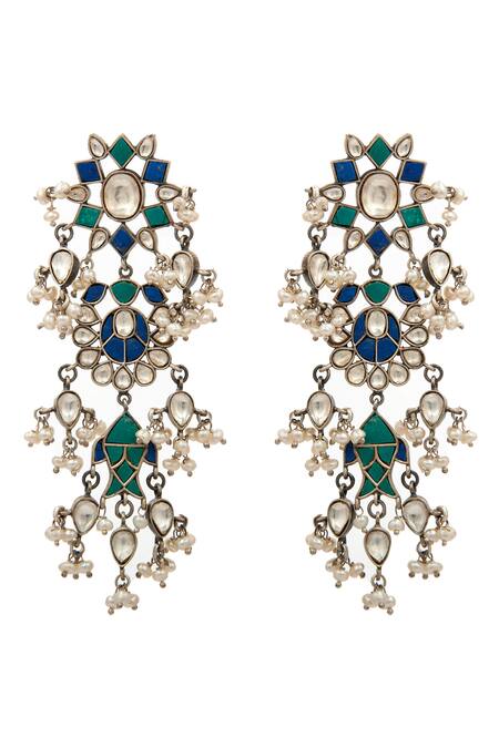 Neeta Boochra_Blue Stone Rainbow Reef Fish Earrings _Online_at_Aza_Fashions