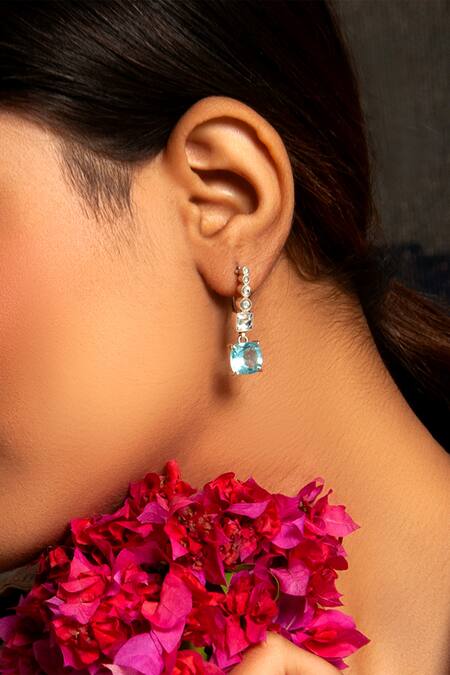 Neeta Boochra Blue Stones Aqua Radiance Kundan Embellished Earrings Online at Aza Fashions Neeta Boochra_Blue Stones Aqua Radiance Kundan Embellished Earrings _Online_at_Aza_Fashions