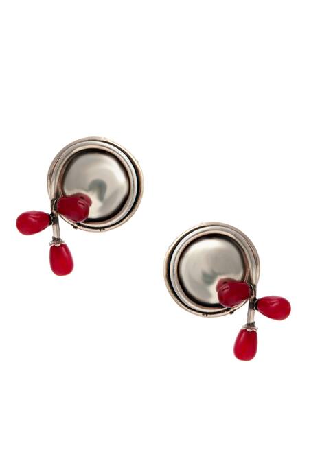 Buy_Neeta Boochra_Pink Stones Radiant Sparkle Ruby Embellished Studs _Online_at_Aza_Fashions