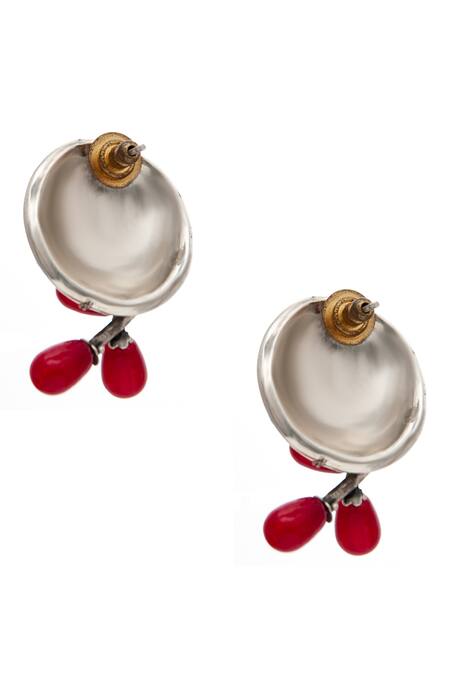 Neeta Boochra_Pink Stones Radiant Sparkle Ruby Embellished Studs _at_Aza_Fashions