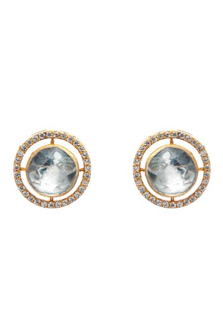 Neeta Boochra Gold Plated Stones Moissanite Studs Online at Aza Fashions Neeta Boochra_Gold Plated Stones Moissanite Studs _Online_at_Aza_Fashions