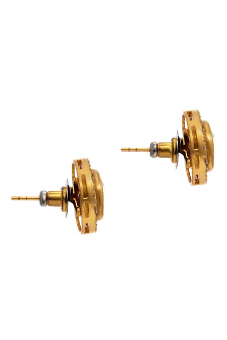 Shop Neeta Boochra Gold Plated Stones Moissanite Studs Online at Aza Fashions Shop_Neeta Boochra_Gold Plated Stones Moissanite Studs _Online_at_Aza_Fashions