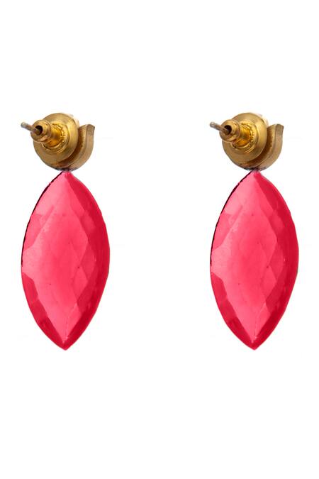 Shop_Neeta Boochra_Pink Gota Patti Royal Rose Quartz Embellished Earrings _Online_at_Aza_Fashions