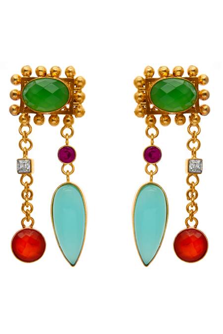 Neeta Boochra Blue Crystals Tourmaline And Chelcedony Embellished Earrings Online at Aza Fashions Neeta Boochra_Blue Crystals Tourmaline And Chelcedony Embellished Earrings_Online_at_Aza_Fashions