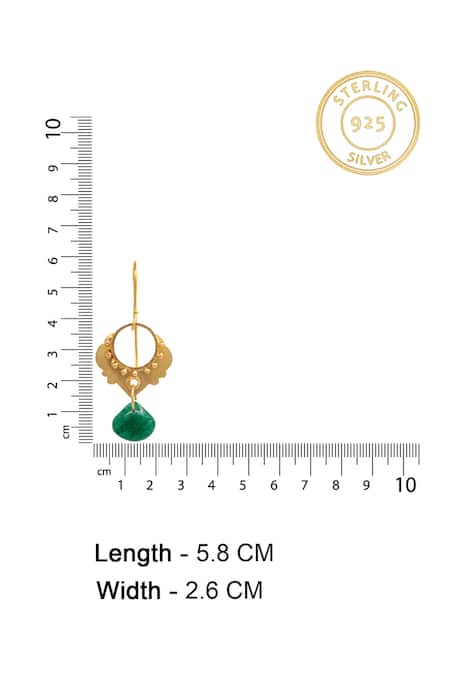 Shop_Neeta Boochra_Green Gota Patti Stone Drop Embellished Earrings _Online_at_Aza_Fashions