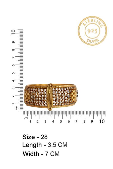 Buy_Neeta Boochra_Gold Plated Crystals Glow Bloom Encrusted Bangle _Online_at_Aza_Fashions