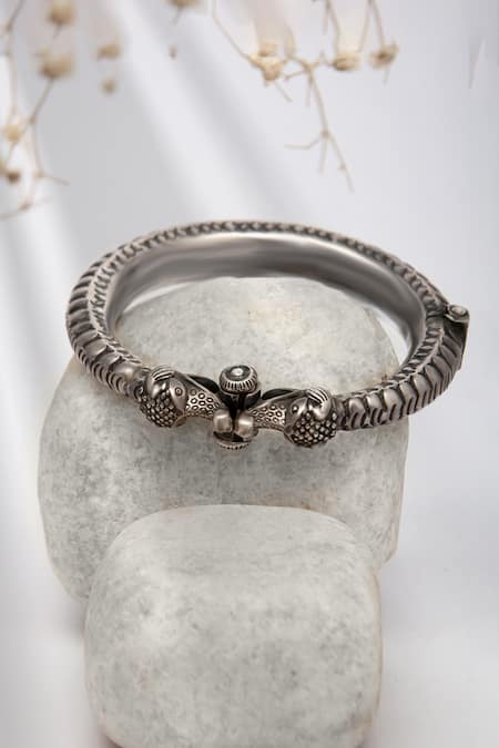 Neeta Boochra Serpentine Charm Engraved Tribal Bangle 