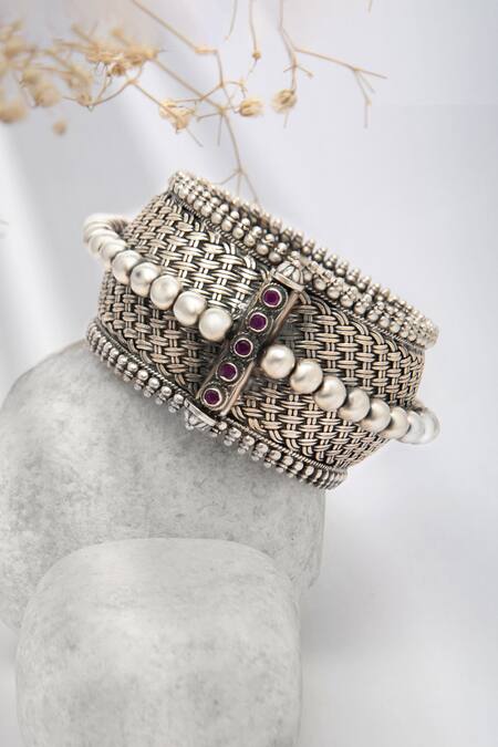 Neeta Boochra Rawa Radiance Ruby Stone Embellished Kada Bangle 