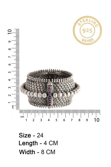 Buy_Neeta Boochra_Silver Plated Rhinestones Rawa Radiance Ruby Stone Embellished Kada Bangle _Online_at_Aza_Fashions
