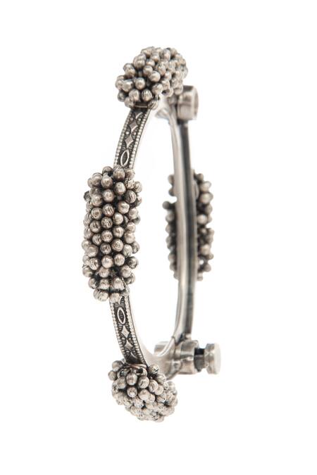 Shop_Neeta Boochra_Silver Plated Gota Patti Tribal Ghungroo Rhapsody Statement Bangle 