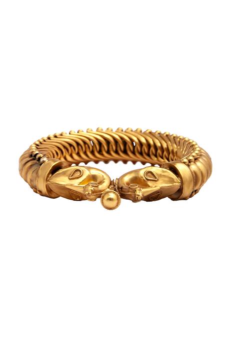 Neeta Boochra_Gold Plated Peacock Splendor Sutlada Bangle _Online_at_Aza_Fashions