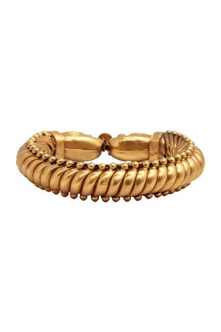 Neeta Boochra_Gold Plated Peacock Splendor Sutlada Bangle _at_Aza_Fashions