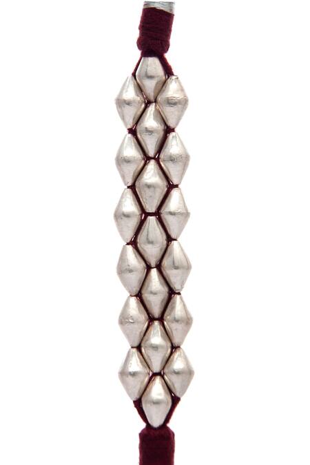 Neeta Boochra Silver Plated Beads Sonic Melody Dholki Bracelet Online at Aza Fashions Neeta Boochra_Silver Plated Beads Sonic Melody Dholki Bracelet_Online_at_Aza_Fashions