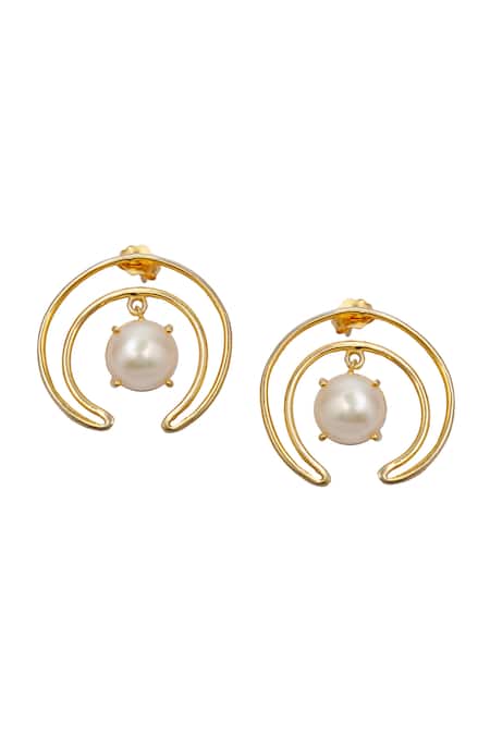 Buy Neeta Boochra White Beads Encircled Freshwater Pearl Studs Online at Aza Fashions Buy_Neeta Boochra_White Beads Encircled Freshwater Pearl Studs _Online_at_Aza_Fashions