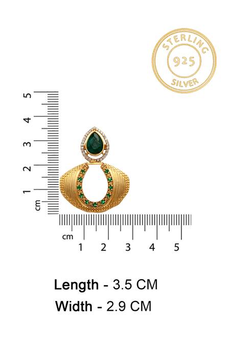 Shop_Neeta Boochra_Green Crystals, Stones Verdant Fortune Horseshoe Earrings _Online_at_Aza_Fashions