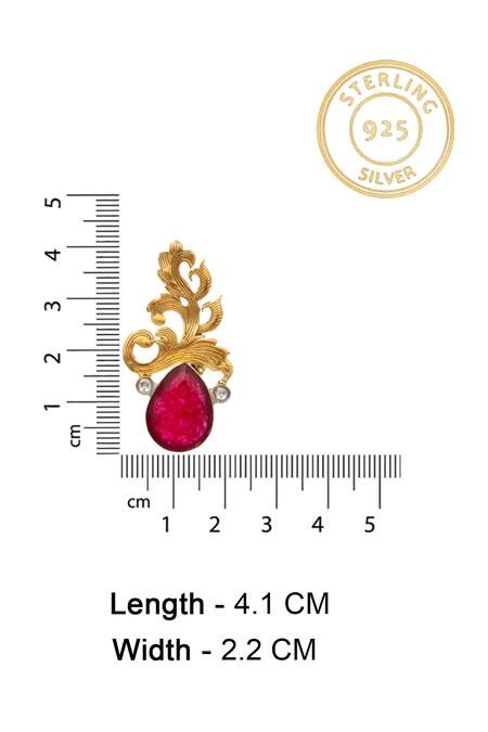 Buy_Neeta Boochra_Red Rhinestones, Stones Nature Grace Ruby Studded Leaf Earrings_Online_at_Aza_Fashions