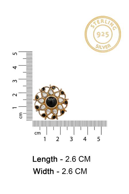 Buy_Neeta Boochra_Black Gota Patti, Stones Mystic Noir Blossom Onyx Studs_Online_at_Aza_Fashions