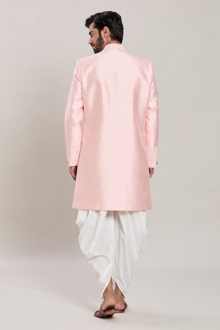 Shop Arihant Rai Sinha Pink Silk Zari Sleeve Embroidered Kurta Set at Aza Fashions Shop_Arihant Rai Sinha_Pink Silk Zari Sleeve Embroidered Kurta Set _at_Aza_Fashions