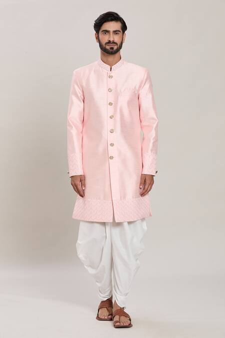 Buy Arihant Rai Sinha Pink Silk Zari Sleeve Embroidered Kurta Set Online at Aza Fashions Buy_Arihant Rai Sinha_Pink Silk Zari Sleeve Embroidered Kurta Set _Online_at_Aza_Fashions