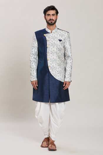 Arihant Rai Sinha_Blue Silk Zari Embroidered Kurta Set _Online_at_Aza_Fashions