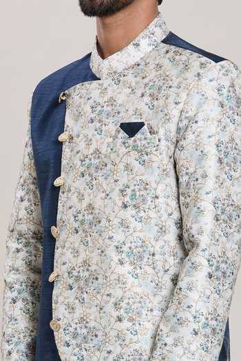 Shop_Arihant Rai Sinha_Blue Silk Zari Embroidered Kurta Set _Online_at_Aza_Fashions
