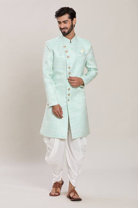 Arihant Rai Sinha Blue Silk, Jacquard Geometric Woven Kurta Set Online at Aza Fashions Arihant Rai Sinha_Blue Silk, Jacquard Geometric Woven Kurta Set _Online_at_Aza_Fashions