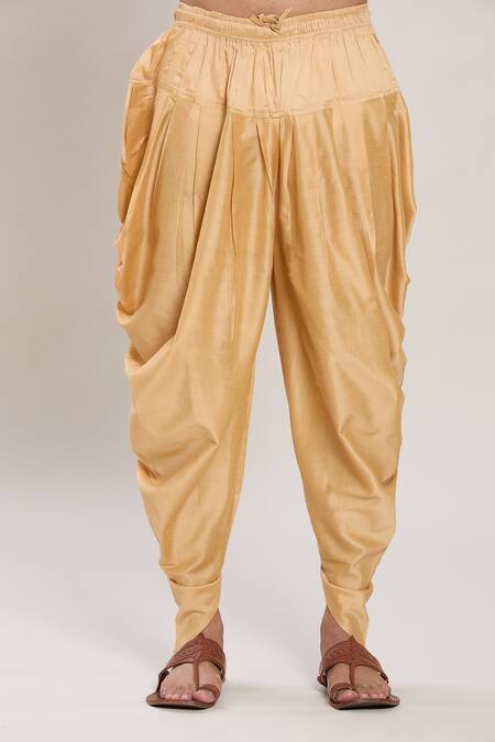 Arihant Rai Sinha_Gold Silk, Jacquard Embroidery Fleur Panel Kurta With Peshawari Pant _at_Aza_Fashions