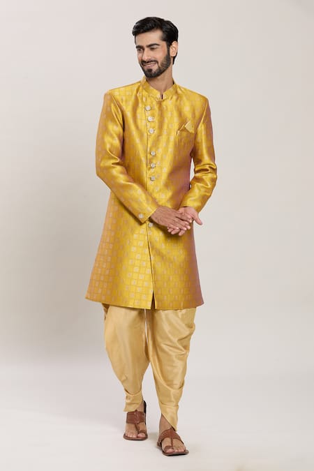 Aryavir Malhotra Floral Jaal Woven Jacquard Kurta With Peshawari Pant 