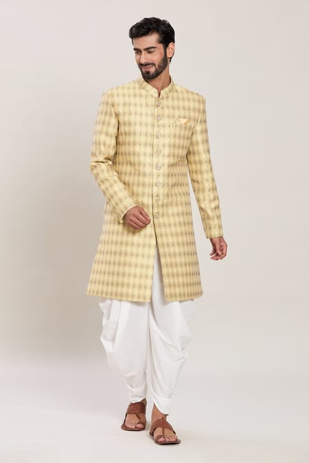 Arihant Rai Sinha Vine Jaal Woven Jacquard Kurta With Peshawari Pant 