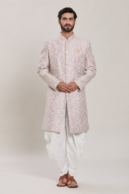 Aryavir Malhotra Gul Sequin & Zari Embroidered Kurta With Peshawari Pant 