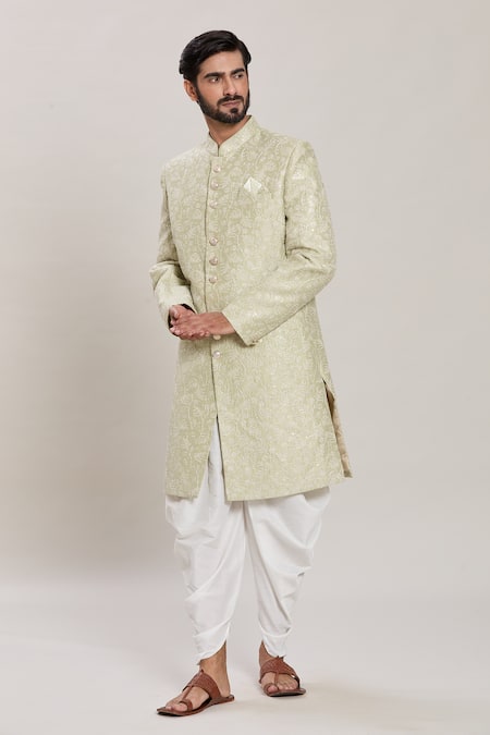 Aryavir Malhotra Gulbahar Sequin & Zari Embroidered Kurta With Peshawari Pant 