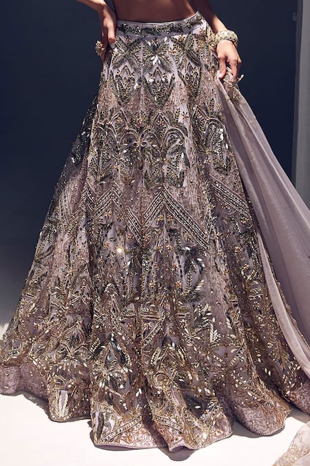 Ruchika Hurria Purple Silk, Net, Cotton Sequins, Beads, Tassels Embroidered Lehenga Blouse Set Online at Aza Fashions Ruchika Hurria_Purple Silk, Net, Cotton Sequins, Beads, Tassels Embroidered Lehenga Blouse Set _Online_at_Aza_Fashions