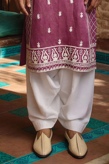 Buy_Ankit V Kapoor_Pink Viscose, Silk, Cotton Chittorgarh Kiran Dori Work Kurta And Salwar Set_Online_at_Aza_Fashions