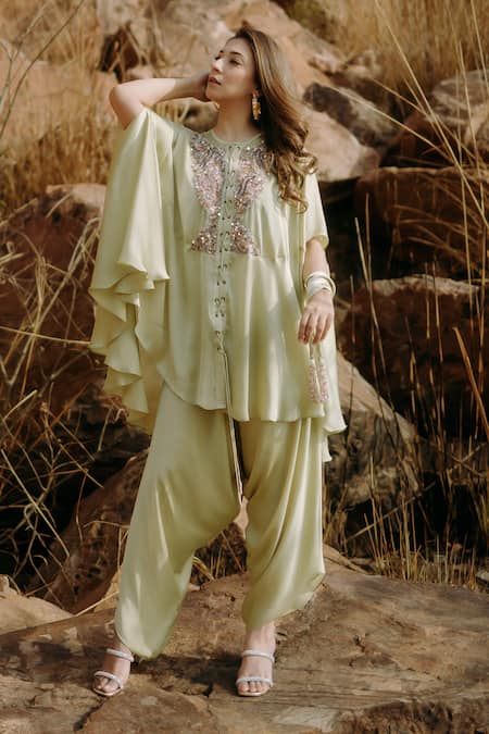 Kaprapan by Anaita Shah Scatter Sequin Embroidered Kaftan Kurta & Pant Set 