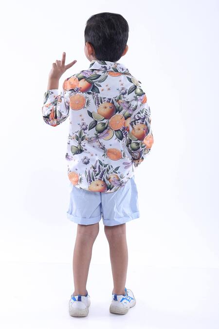 Shop_LA Dee DA_Multi Color Cotton Blend Printed Dragonfly Shirt With Shorts  _at_Aza_Fashions