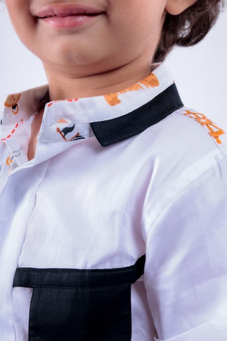 Buy_LA Dee DA_White Cotton Blend Printed Pirates Of The Caribbean Shirt With Shorts  _Online_at_Aza_Fashions