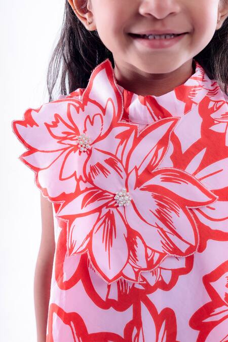 Shop LA Dee DA Pink Cotton Blend Printed Floral Cutwork Dress Online at Aza Fashions Shop_LA Dee DA_Pink Cotton Blend Printed Floral Cutwork Dress _Online_at_Aza_Fashions